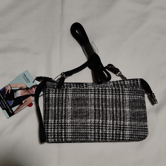 mundi Handbags - Mundi Black and White Plaid Clutch